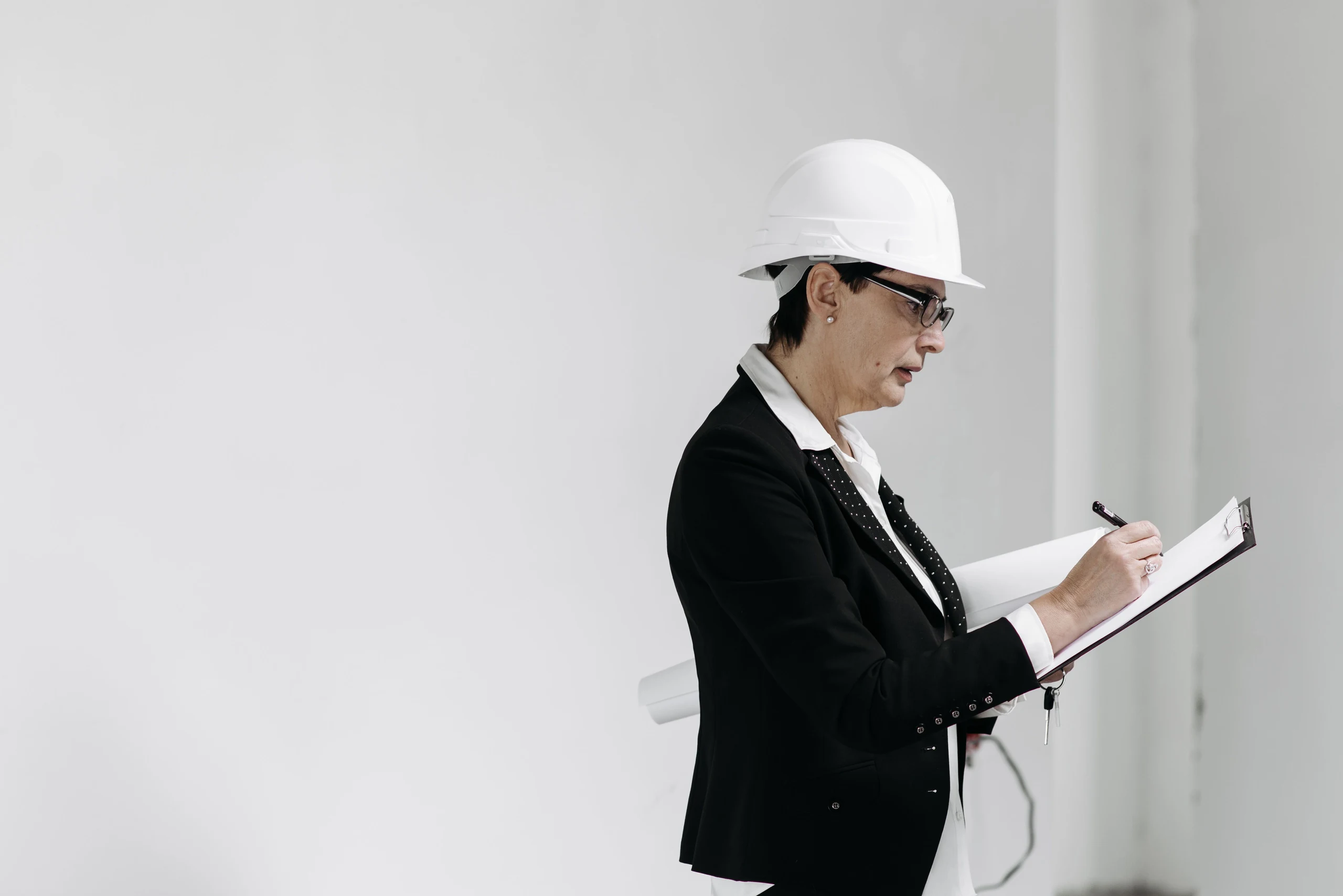 Property professional inspecting a commercial building