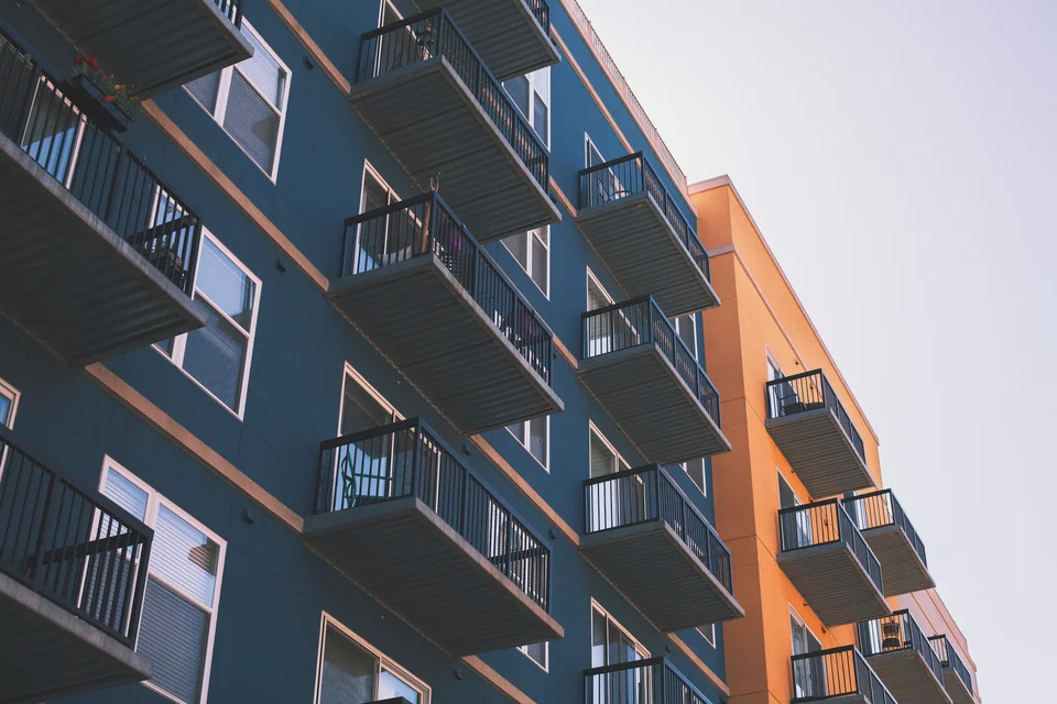 Real multifamily apartment buildings with balconies in Raleigh, North Carolina